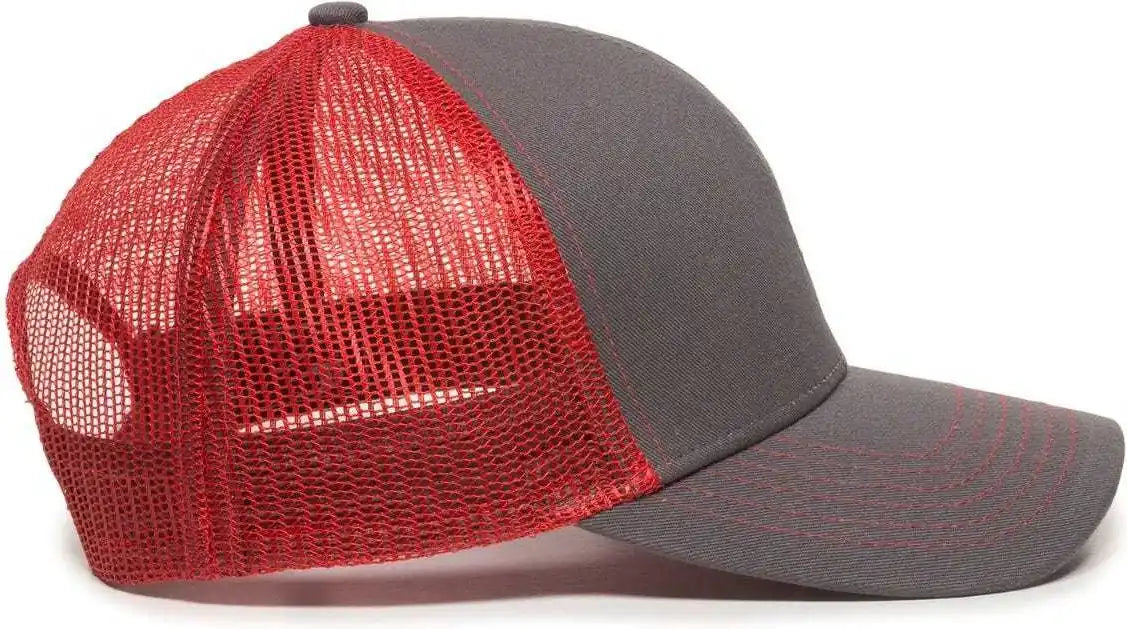 Oc Sports Mbw-600 Team Adjustable Mesh Back Ball Cap - Charcoal Red - Dark Gray / 6 7/8’’ - 7 1/2’’