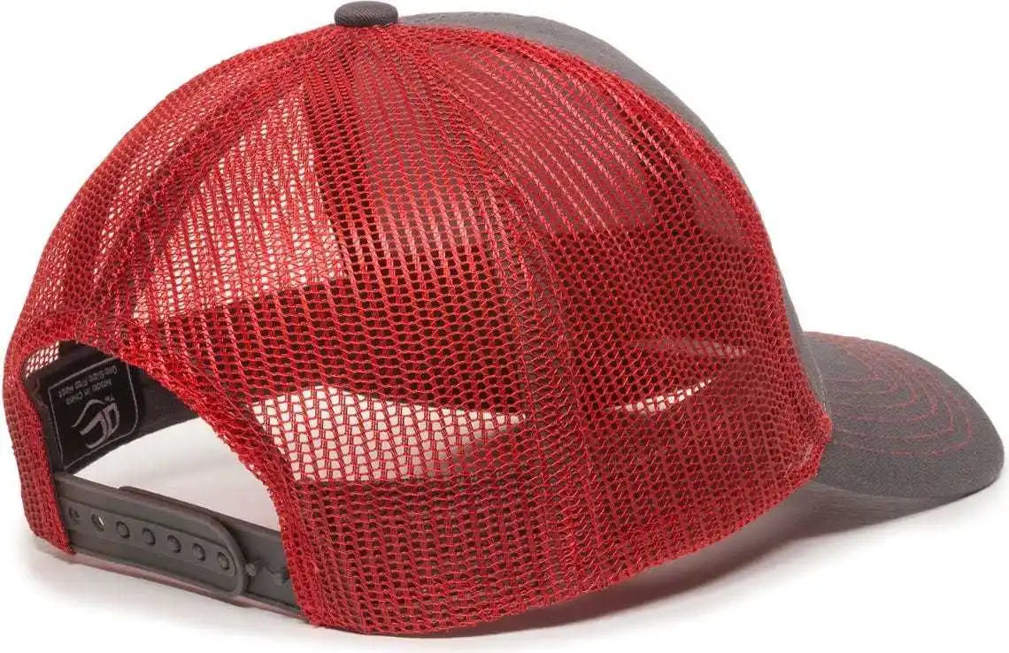 Oc Sports Mbw-600 Team Adjustable Mesh Back Ball Cap - Charcoal Red - Dark Gray / 6 7/8’’ - 7 1/2’’