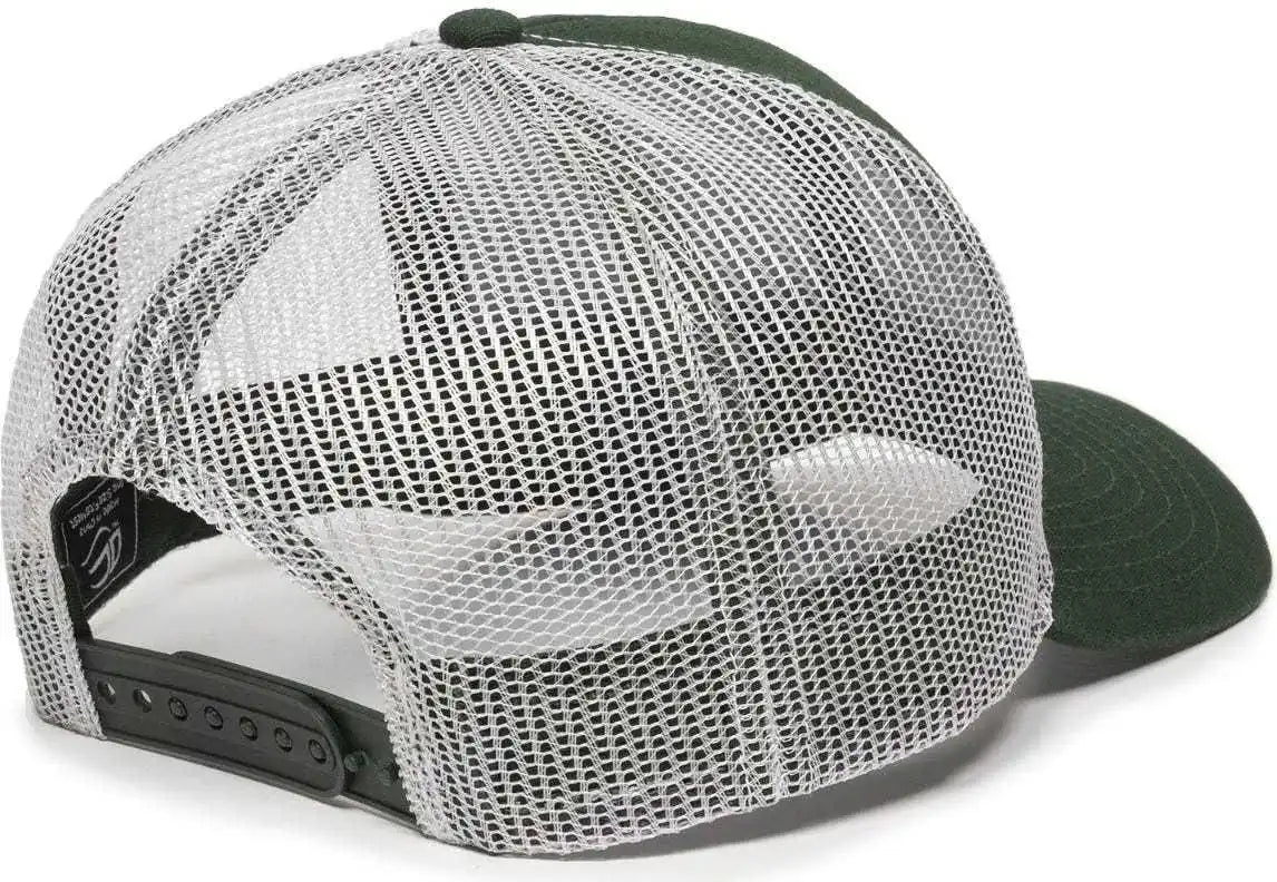 Oc Sports Mbw-600 Team Adjustable Mesh Back Ball Cap - Dk Green White - Forest / 6 7/8’’ - 7 1/2’’