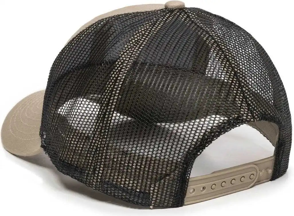 Oc Sports Mbw-600 Team Adjustable Mesh Back Ball Cap - Khaki Black - 6 7/8’’ - 7 1/2’’