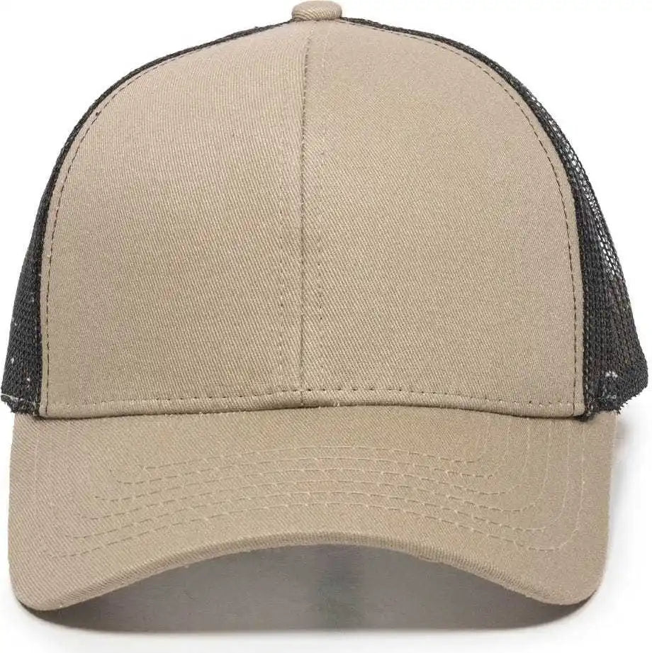 Oc Sports Mbw-600 Team Adjustable Mesh Back Ball Cap - Khaki Black - 6 7/8’’ - 7 1/2’’