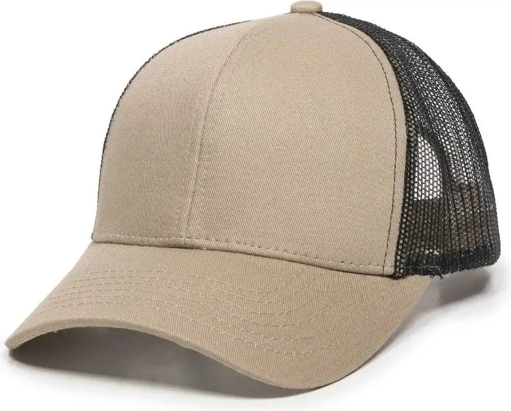 Oc Sports Mbw-600 Team Adjustable Mesh Back Ball Cap - Khaki Black - 6 7/8’’ - 7 1/2’’