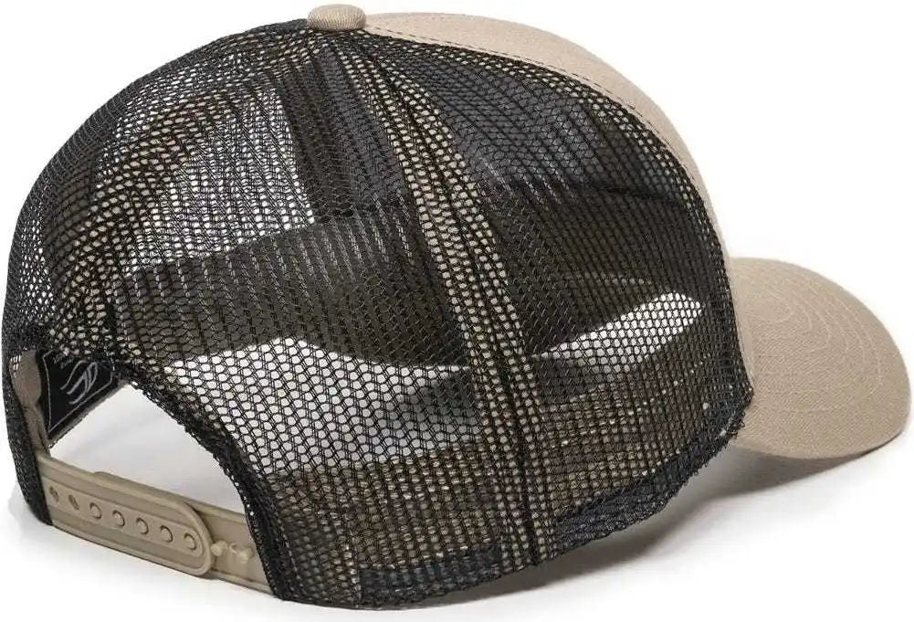 Oc Sports Mbw-600 Team Adjustable Mesh Back Ball Cap - Khaki Black - 6 7/8’’ - 7 1/2’’