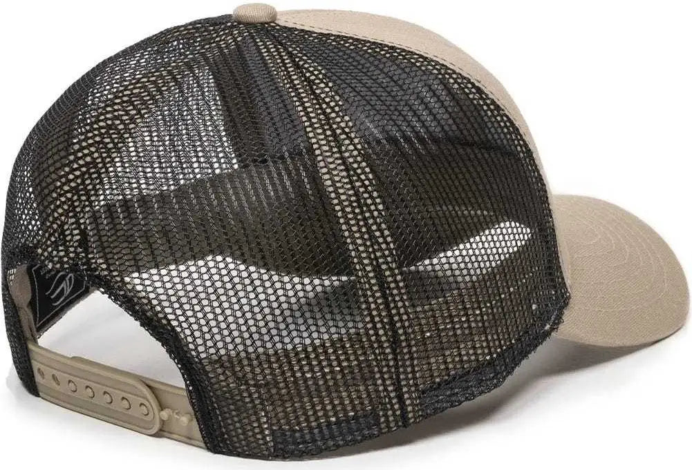 Oc Sports Mbw-600 Team Adjustable Mesh Back Ball Cap - Khaki Black - 6 7/8’’ - 7 1/2’’