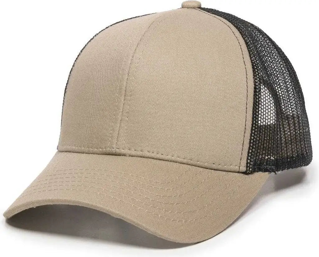 Oc Sports Mbw-600 Team Adjustable Mesh Back Ball Cap - Khaki Black - 6 7/8’’ - 7 1/2’’