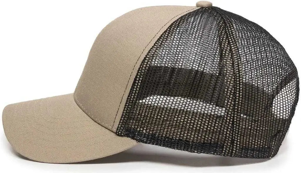 Oc Sports Mbw-600 Team Adjustable Mesh Back Ball Cap - Khaki Black - 6 7/8’’ - 7 1/2’’