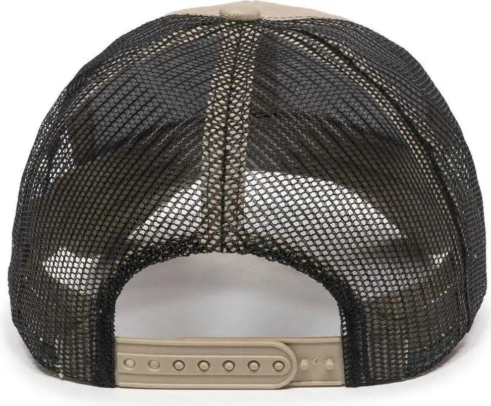 Oc Sports Mbw-600 Team Adjustable Mesh Back Ball Cap - Khaki Black - 6 7/8’’ - 7 1/2’’
