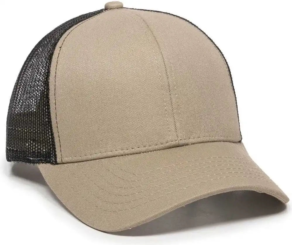 Oc Sports Mbw-600 Team Adjustable Mesh Back Ball Cap - Khaki Black - 6 7/8’’ - 7 1/2’’