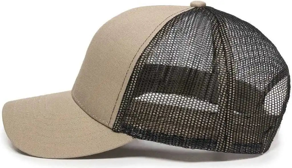 Oc Sports Mbw-600 Team Adjustable Mesh Back Ball Cap - Khaki Black - 6 7/8’’ - 7 1/2’’