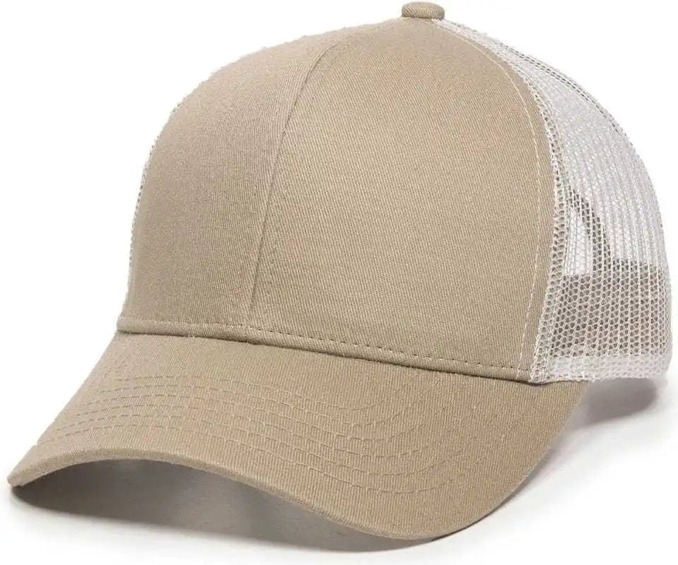 Oc Sports Mbw-600 Team Adjustable Mesh Back Ball Cap - Khaki White - 6 7/8’’ - 7 1/2’’