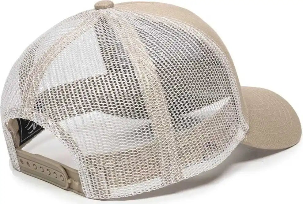 Oc Sports Mbw-600 Team Adjustable Mesh Back Ball Cap - Khaki White - 6 7/8’’ - 7 1/2’’
