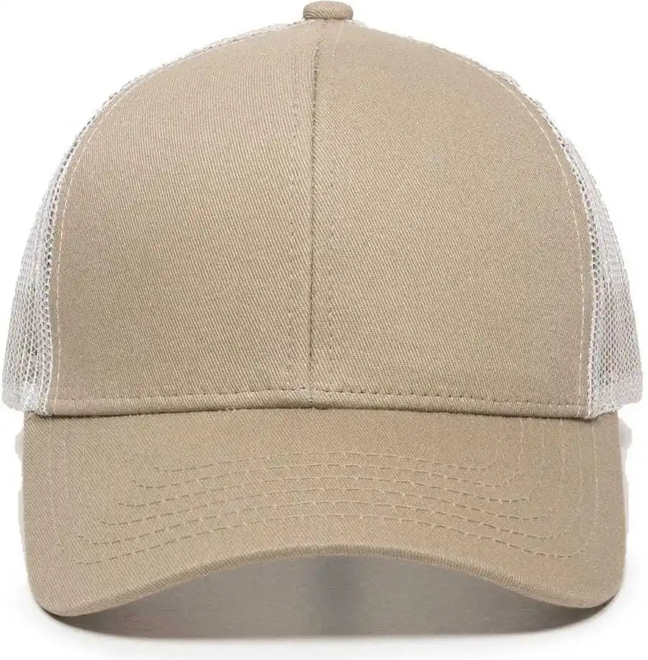 Oc Sports Mbw-600 Team Adjustable Mesh Back Ball Cap - Khaki White - 6 7/8’’ - 7 1/2’’