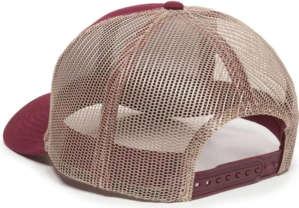 Oc Sports Mbw-600 Team Adjustable Mesh Back Ball Cap - Maroon Khaki - 6 7/8’’ - 7 1/2’’