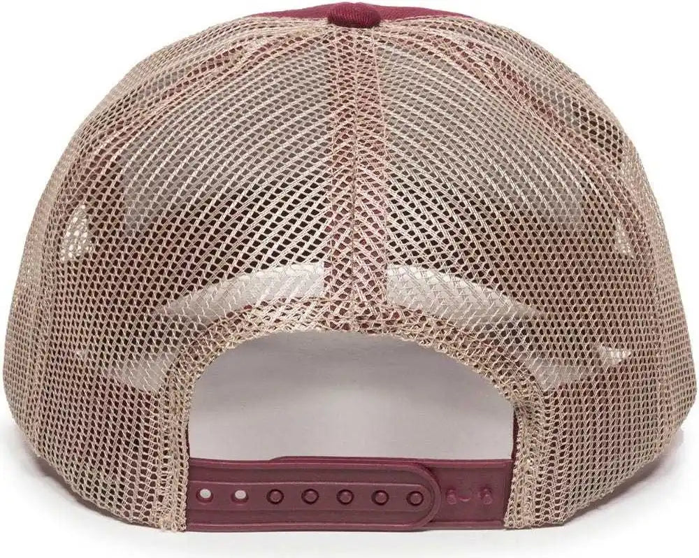 Oc Sports Mbw-600 Team Adjustable Mesh Back Ball Cap - Maroon Khaki - 6 7/8’’ - 7 1/2’’