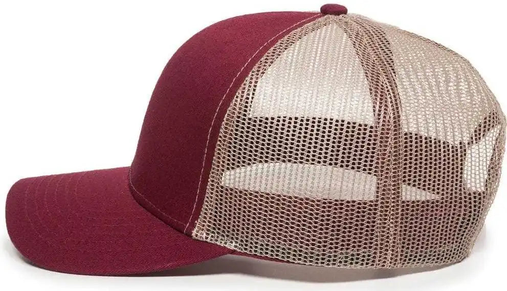 Oc Sports Mbw-600 Team Adjustable Mesh Back Ball Cap - Maroon Khaki - 6 7/8’’ - 7 1/2’’