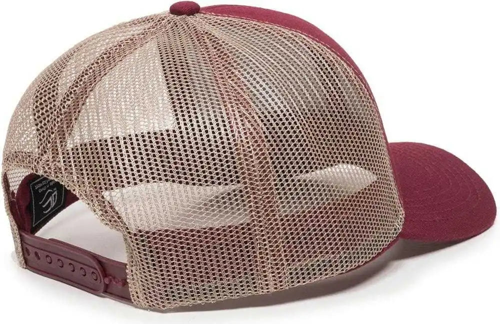 Oc Sports Mbw-600 Team Adjustable Mesh Back Ball Cap - Maroon Khaki - 6 7/8’’ - 7 1/2’’