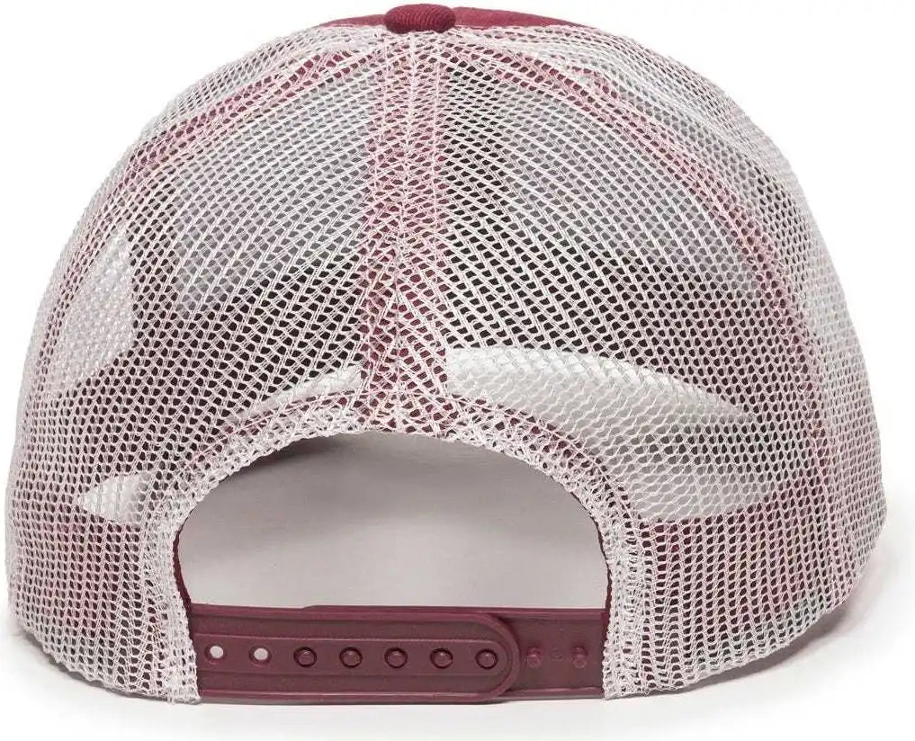 Oc Sports Mbw-600 Team Adjustable Mesh Back Ball Cap - Maroon White - 6 7/8’’ - 7 1/2’’