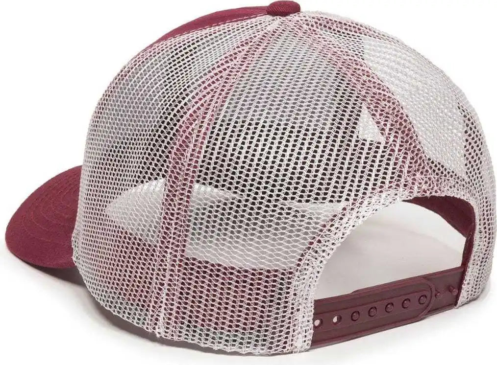 Oc Sports Mbw-600 Team Adjustable Mesh Back Ball Cap - Maroon White - 6 7/8’’ - 7 1/2’’