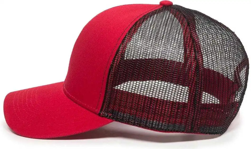 Oc Sports Mbw-600 Team Adjustable Mesh Back Ball Cap - Red Black - 6 7/8’’ - 7 1/2’’