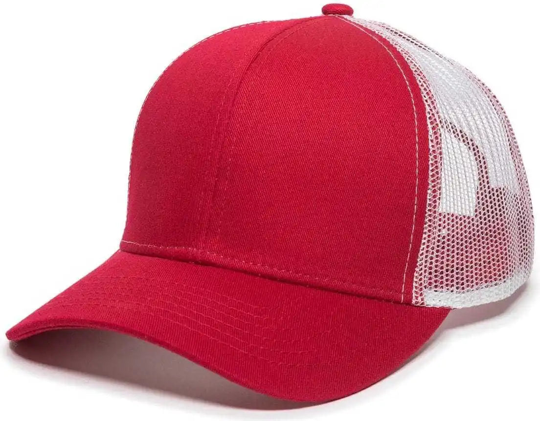 Oc Sports Mbw-600 Team Adjustable Mesh Back Ball Cap - Red White - 6 7/8’’ - 7 1/2’’