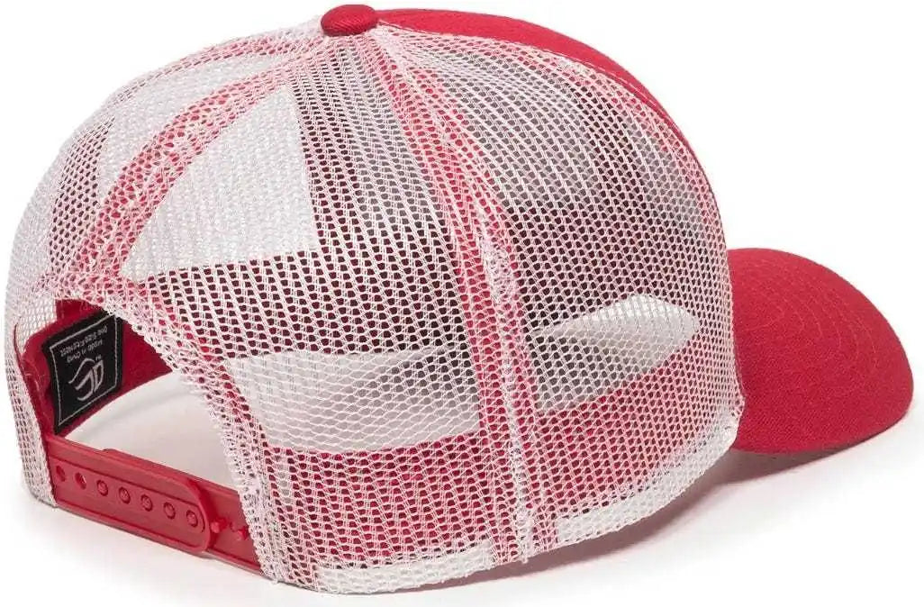 Oc Sports Mbw-600 Team Adjustable Mesh Back Ball Cap - Red White - 6 7/8’’ - 7 1/2’’