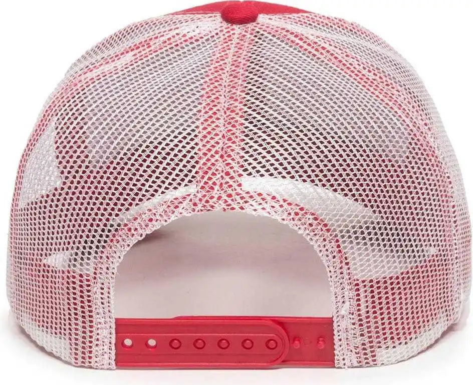 Oc Sports Mbw-600 Team Adjustable Mesh Back Ball Cap - Red White - 6 7/8’’ - 7 1/2’’