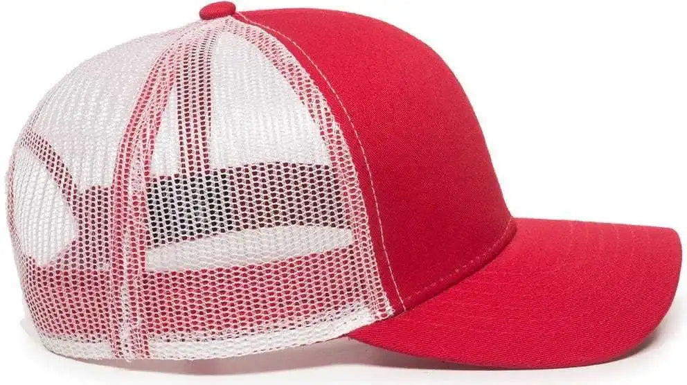 Oc Sports Mbw-600 Team Adjustable Mesh Back Ball Cap - Red White - 6 7/8’’ - 7 1/2’’