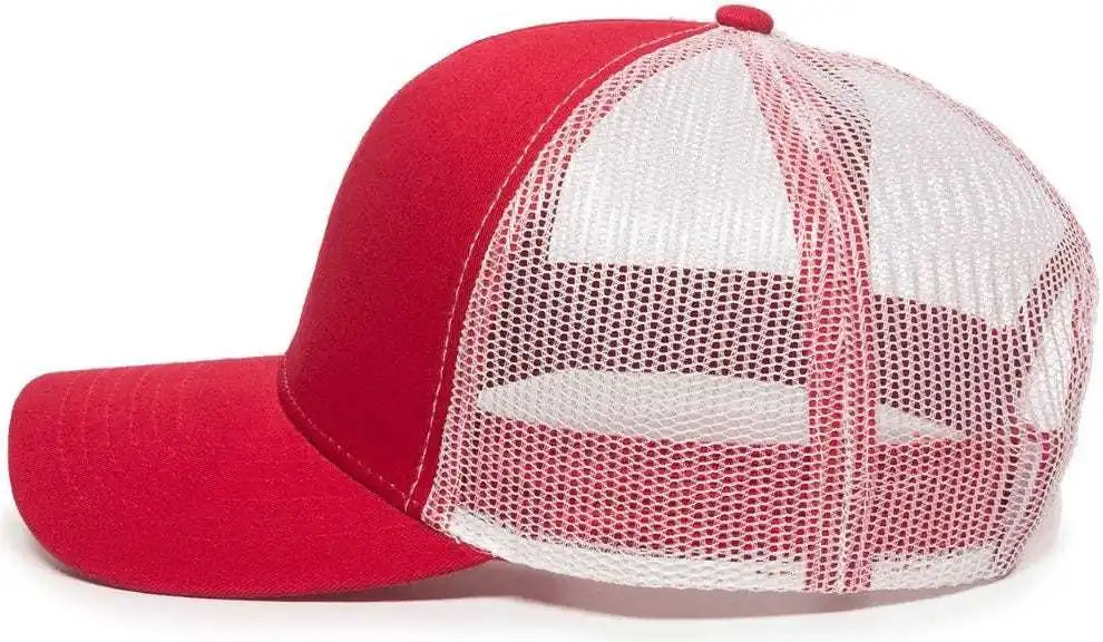 Oc Sports Mbw-600 Team Adjustable Mesh Back Ball Cap - Red White - 6 7/8’’ - 7 1/2’’