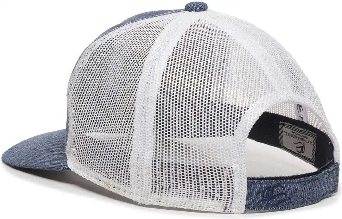 Oc Sports Mbw-800cb Adjustable Mesh Back Cap - Heathered Navy White - 6 7/8’’ - 7 1/2’’