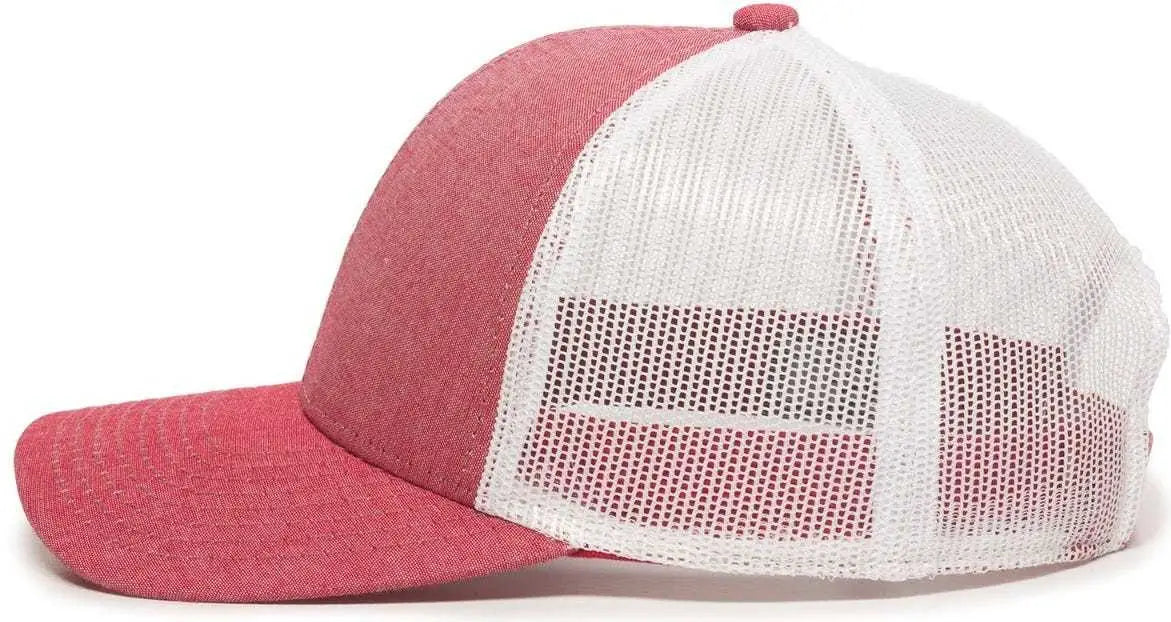 Oc Sports Mbw-800cb Adjustable Mesh Back Cap - Heathered Red White - 6 7/8’’ - 7 1/2’’