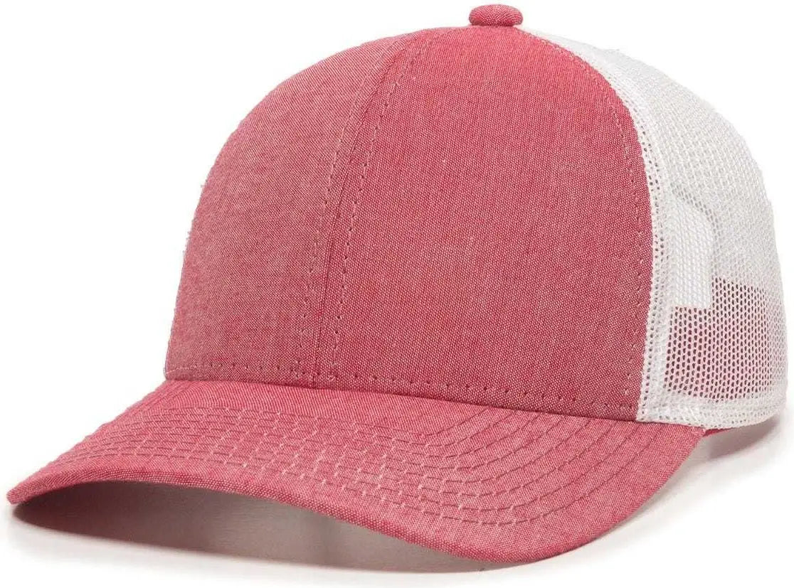 Oc Sports Mbw-800cb Adjustable Mesh Back Cap - Heathered Red White - 6 7/8’’ - 7 1/2’’