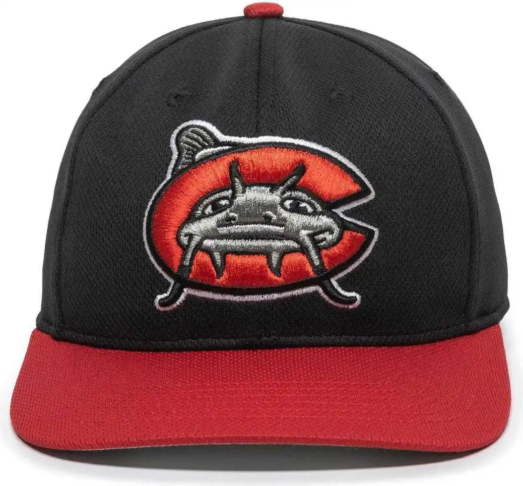 Oc Sports Min-350 Milb Replica Polyester Baseball Cap - Carolina Mudcats Black Red