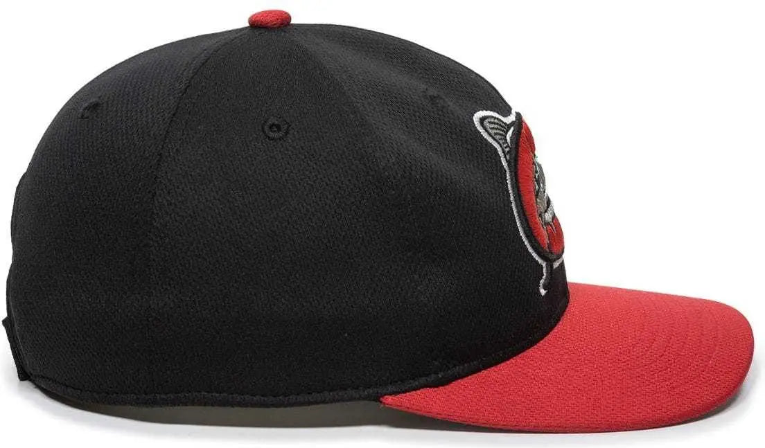 Oc Sports Min-350 Milb Replica Polyester Baseball Cap - Carolina Mudcats Black Red