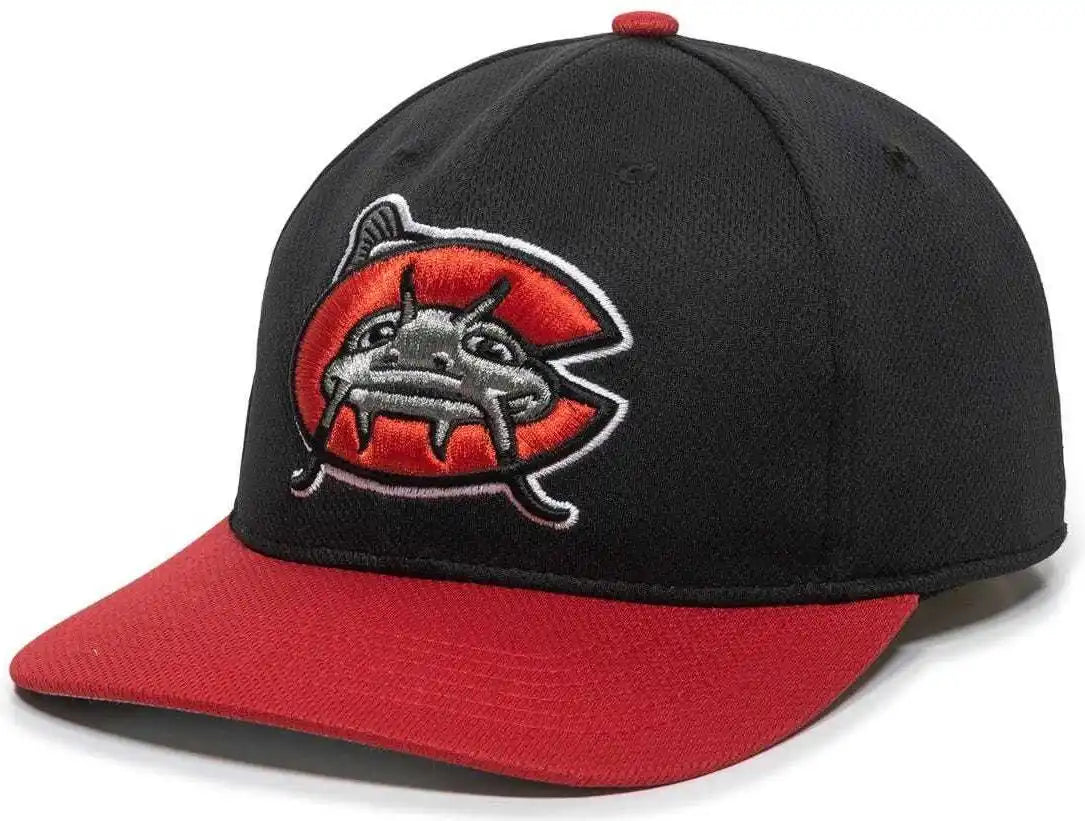 Oc Sports Min-350 Milb Replica Polyester Baseball Cap - Carolina Mudcats Black Red