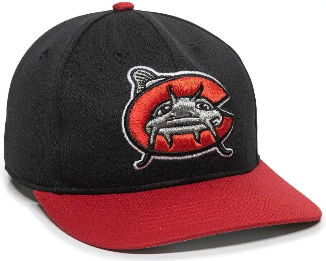 Oc Sports Min-350 Milb Replica Polyester Baseball Cap - Carolina Mudcats Black Red - 6 3/8’’ - 7’’