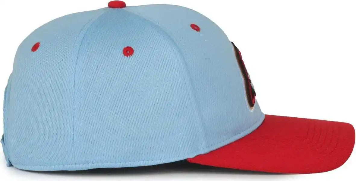 Oc Sports Min-350 Milb Replica Polyester Baseball Cap - Peoria Chiefs Columbia Blue Red 2pc