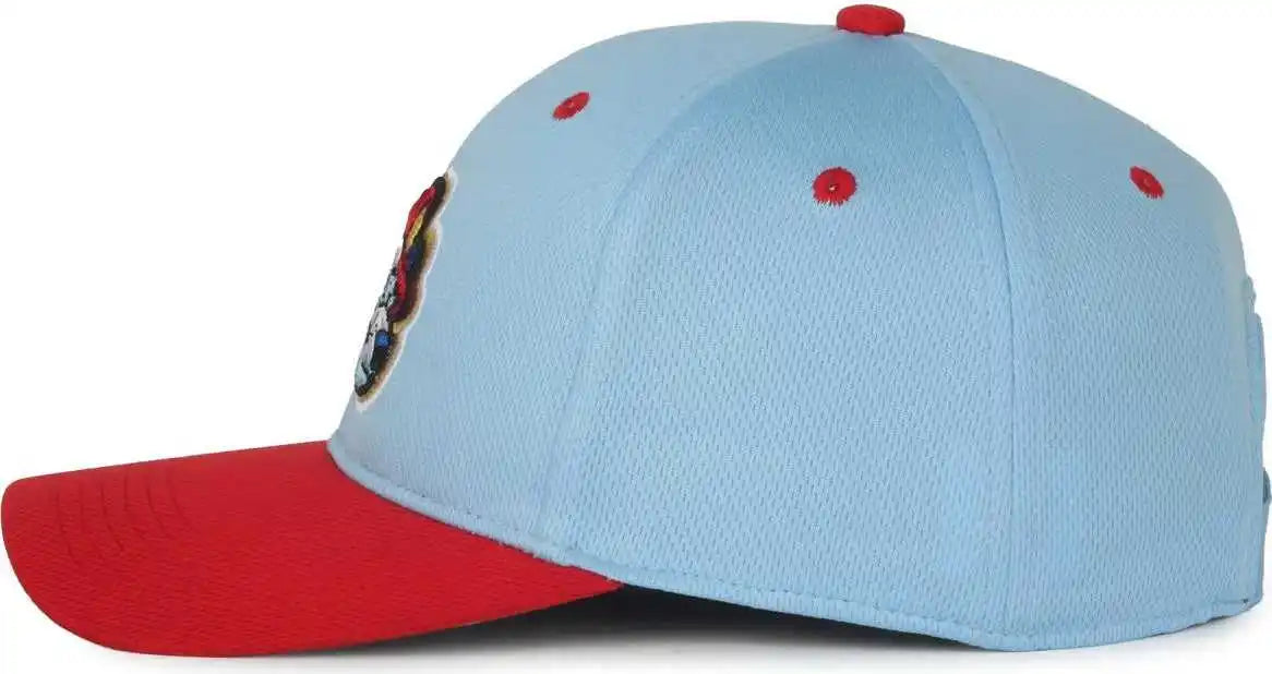 Oc Sports Min-350 Milb Replica Polyester Baseball Cap - Peoria Chiefs Columbia Blue Red 2pc