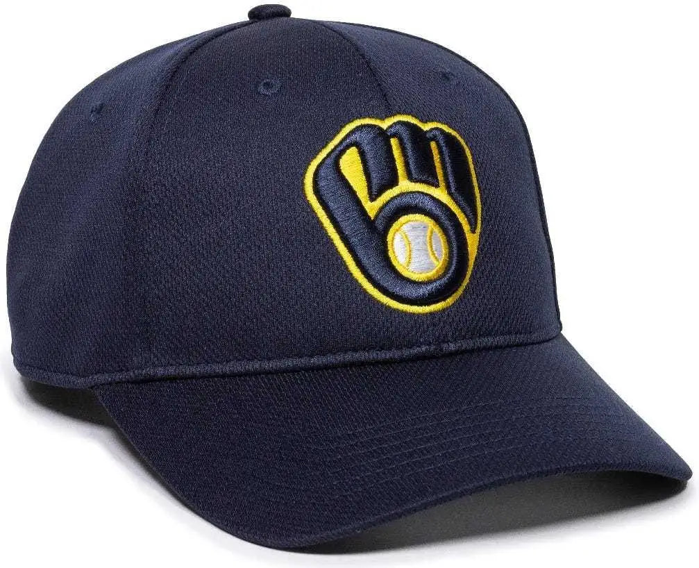 Oc Sports Mlb-350 Mlb Polyester Baseball Adjustable Cap - Milwaukee Brewers Navy Home & Road - 6 3/8’’ - 7’’