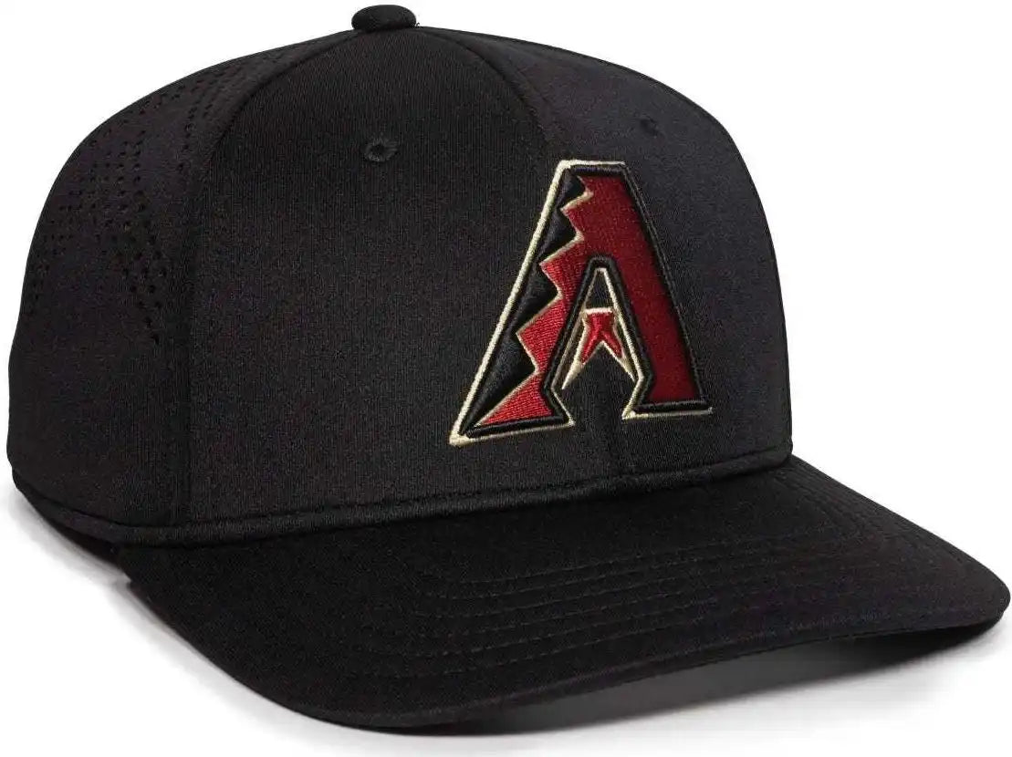 Oc Sports Mlb-600 Perforated Stretchfit Baseball Cap - Arizona Diamondbacks - Black / S/m