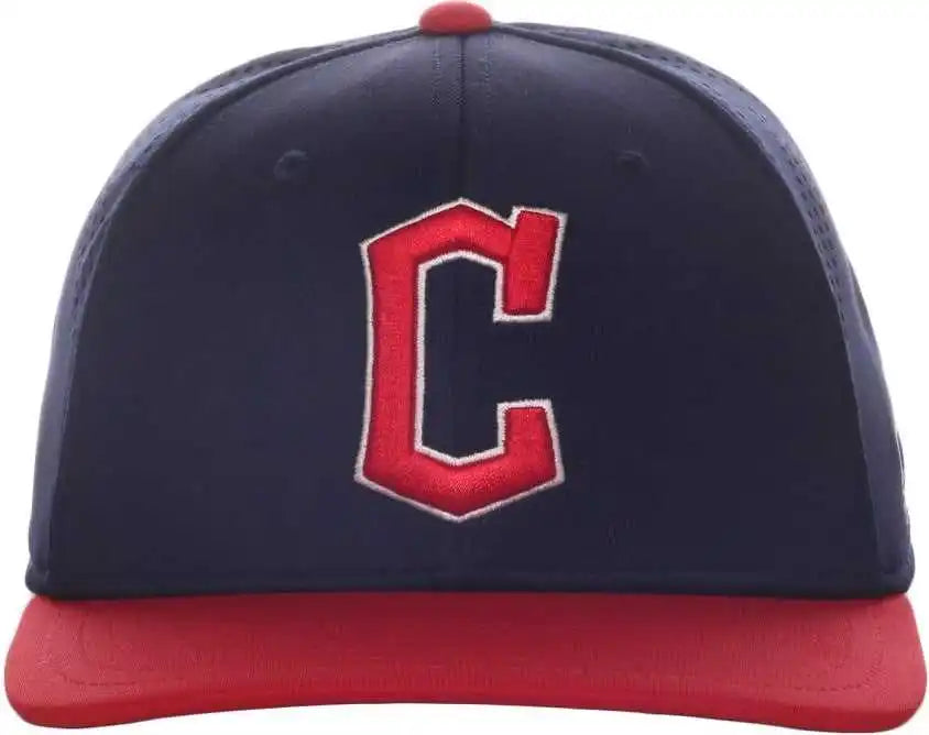 Oc Sports Mlb-600 Perforated Stretchfit Baseball Cap - Cleveland Guardians - Navy Red / S/m