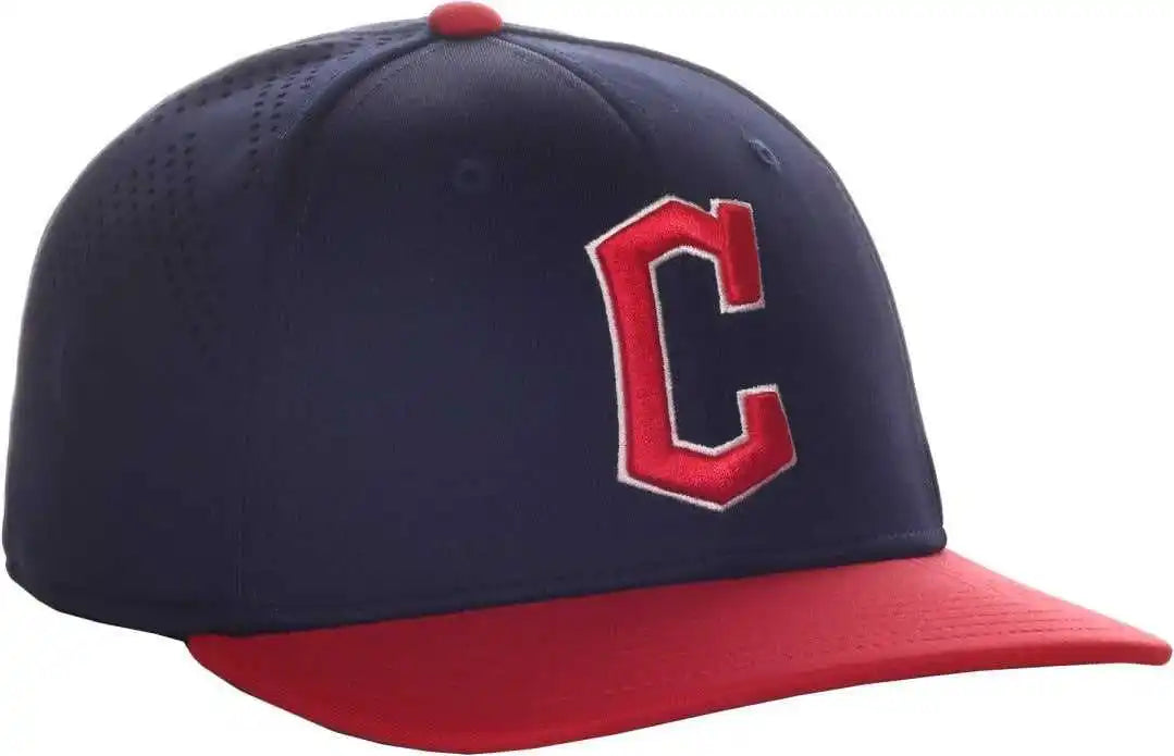 Oc Sports Mlb-600 Perforated Stretchfit Baseball Cap - Cleveland Guardians - Navy Red / S/m