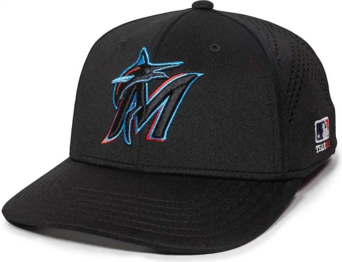 Oc Sports Mlb-600 Perforated Stretchfit Baseball Cap - Miami Marlins