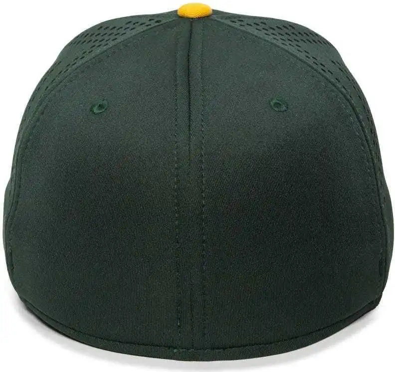 Oc Sports Mlb-600 Perforated Stretchfit Baseball Cap - Oakland Athletics - Forest Gold / S/m