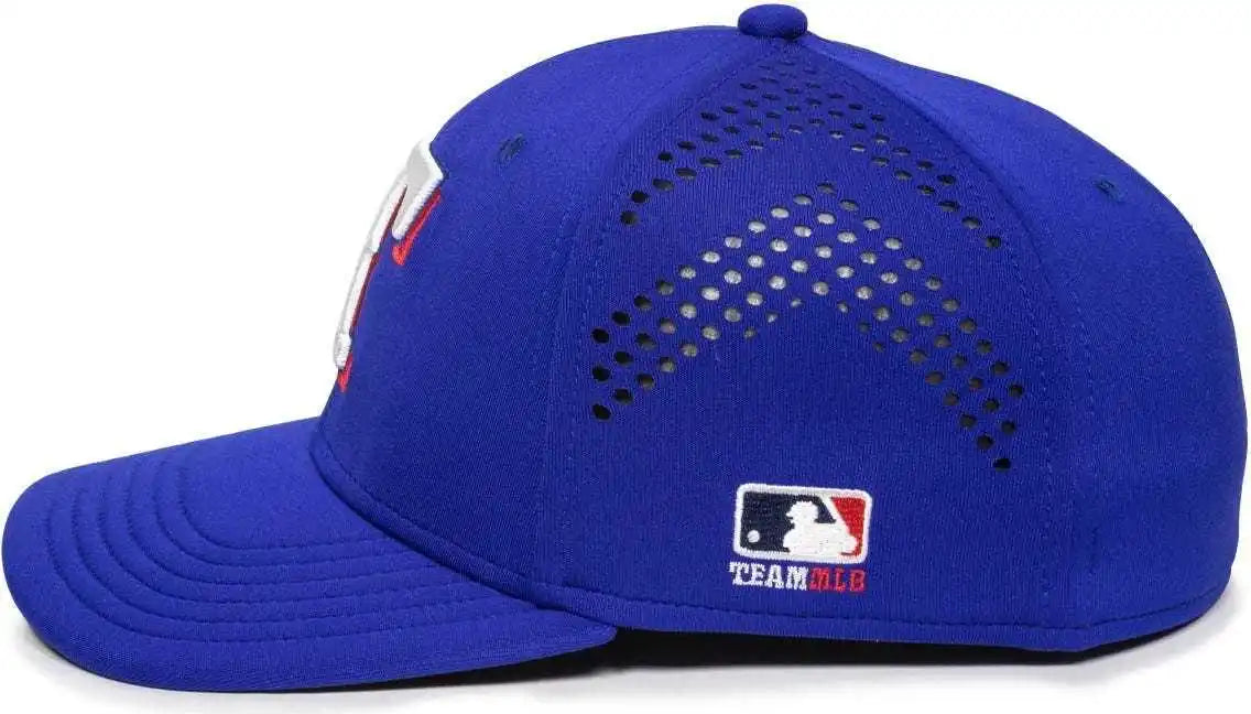 Oc Sports Mlb-600 Perforated Stretchfit Baseball Cap - Texas Rangers