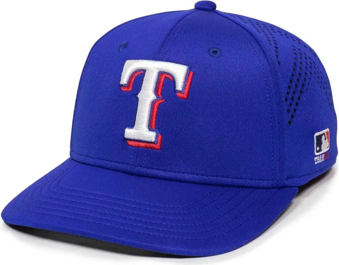 Oc Sports Mlb-600 Perforated Stretchfit Baseball Cap - Texas Rangers