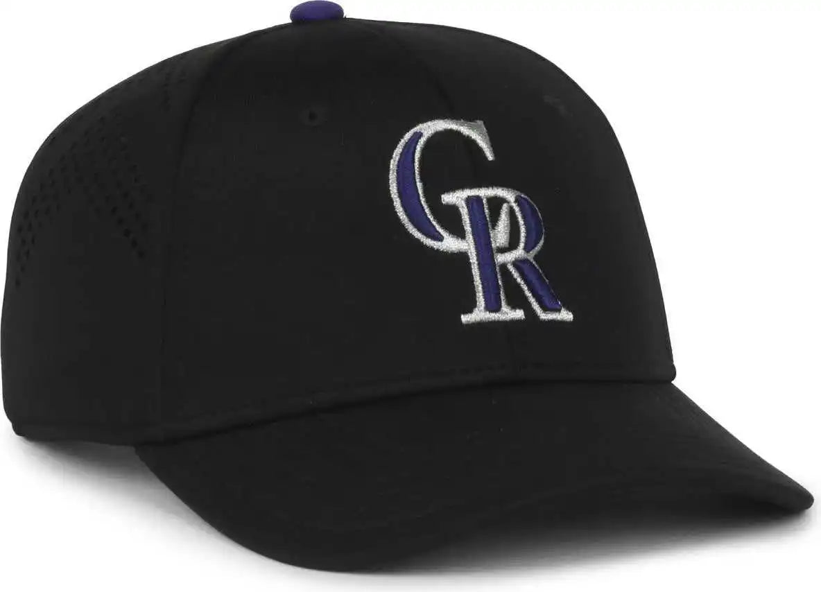Oc Sports Mlb-650 Performance Snapback Baseball Cap - Colorado Rockies - Black / one Size Fits Most