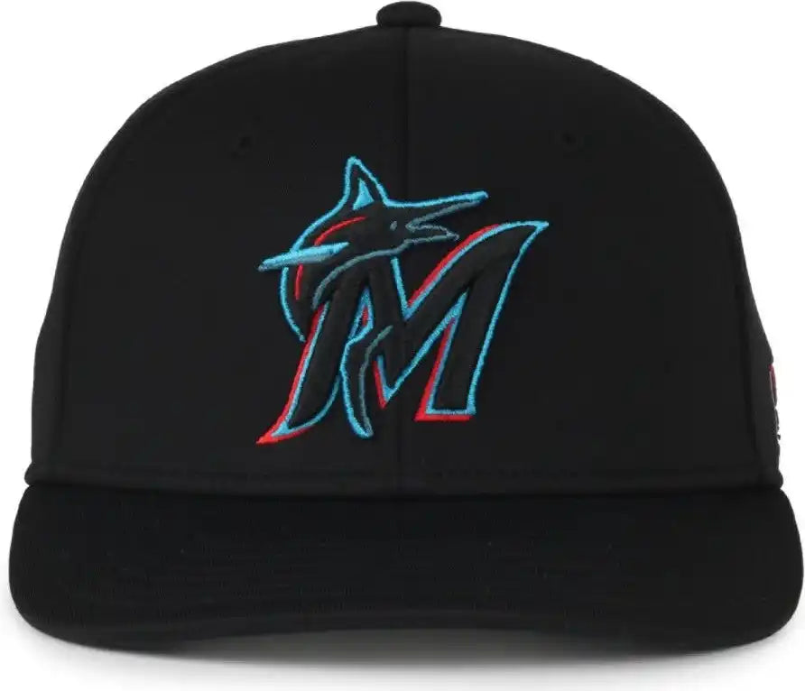 Oc Sports Mlb-650 Performance Snapback Baseball Cap - Miami Marlins - Black / one Size Fits Most