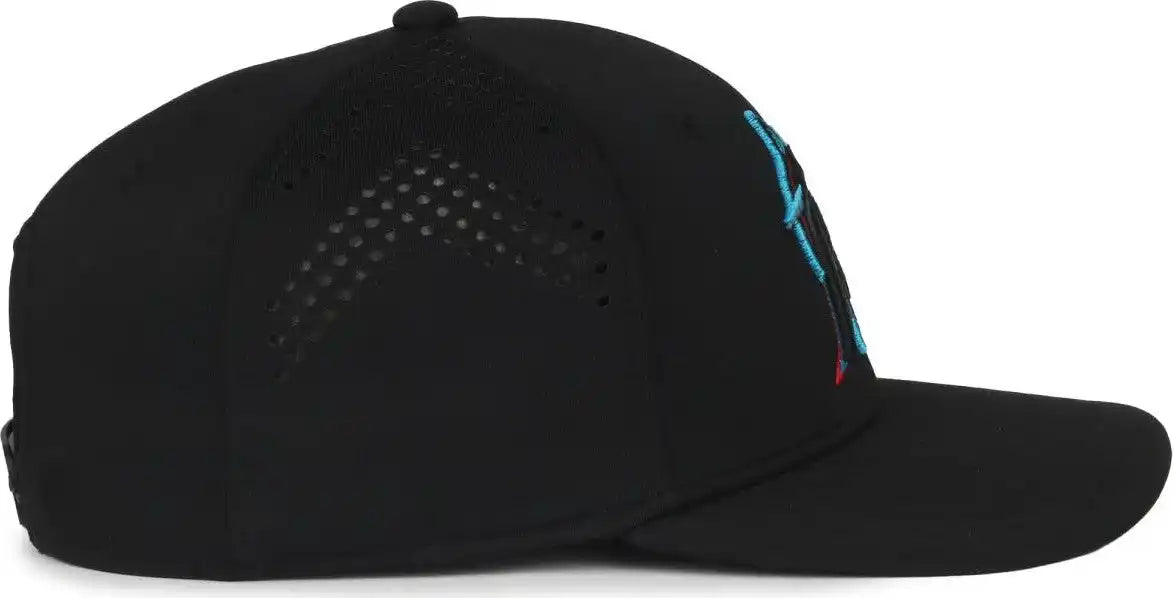 Oc Sports Mlb-650 Performance Snapback Baseball Cap - Miami Marlins - Black / one Size Fits Most