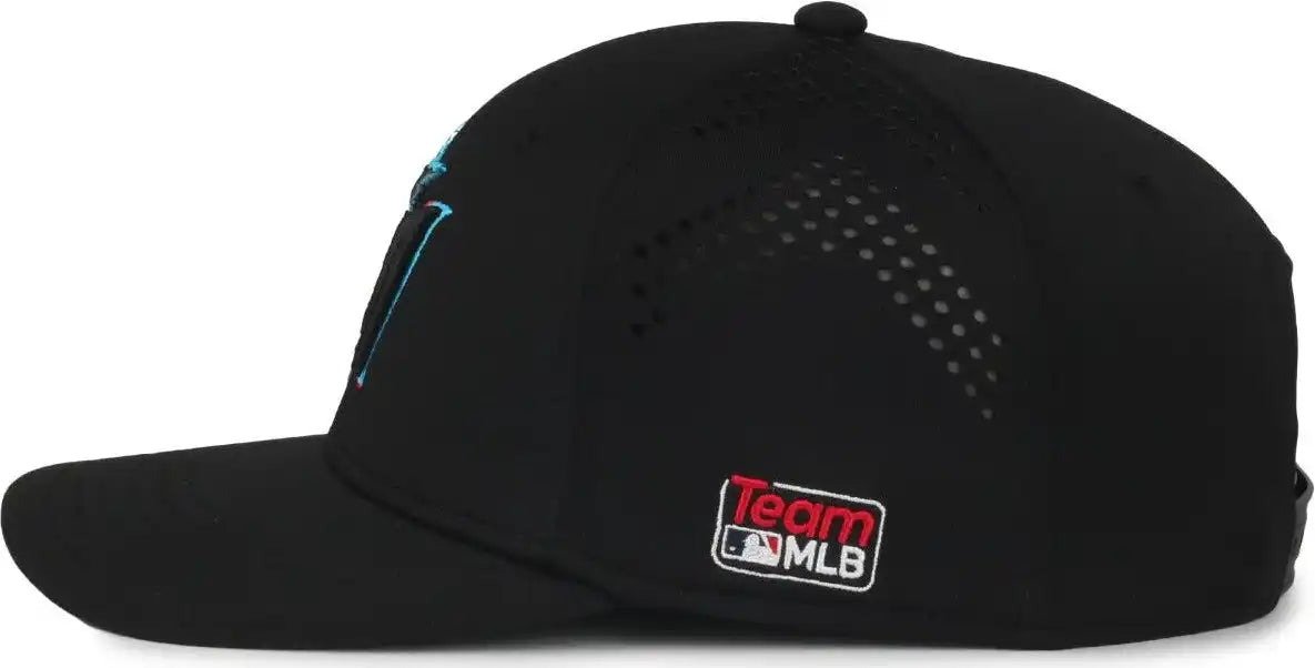 Oc Sports Mlb-650 Performance Snapback Baseball Cap - Miami Marlins - Black / one Size Fits Most