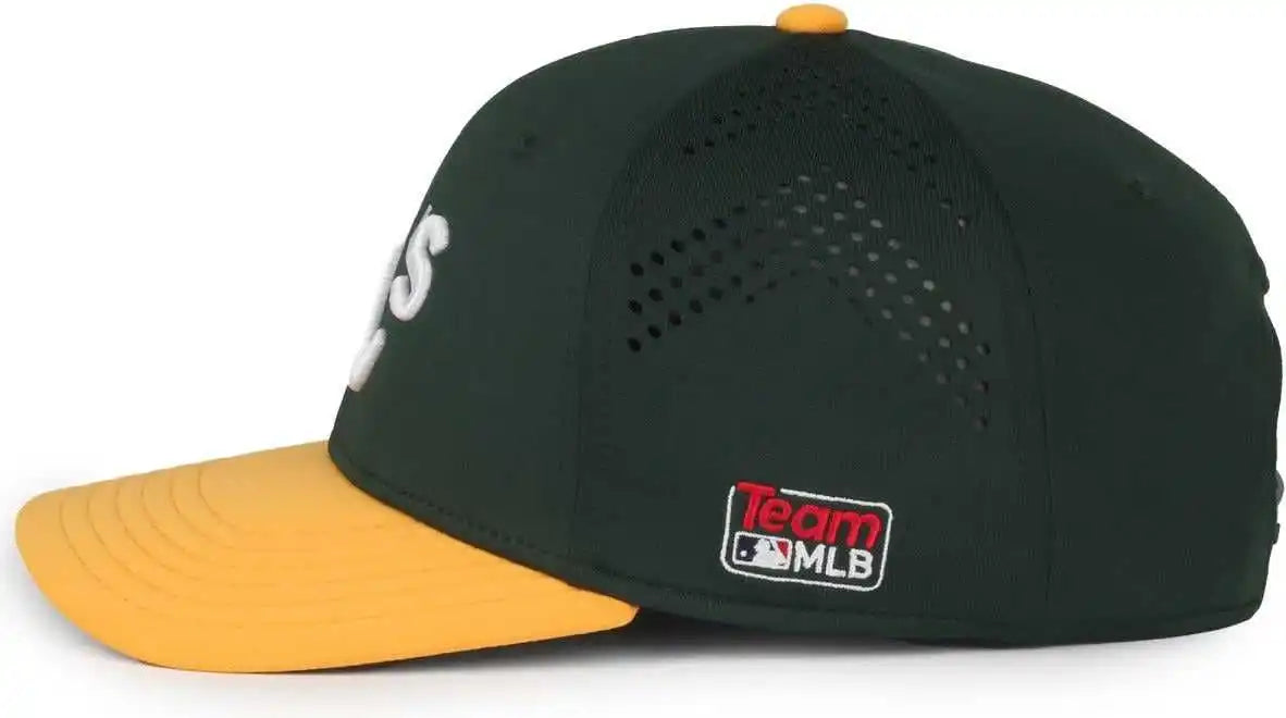 Oc Sports Mlb-650 Performance Snapback Baseball Cap - Oakland Athletics - Forest Gold / one Size Fits Most